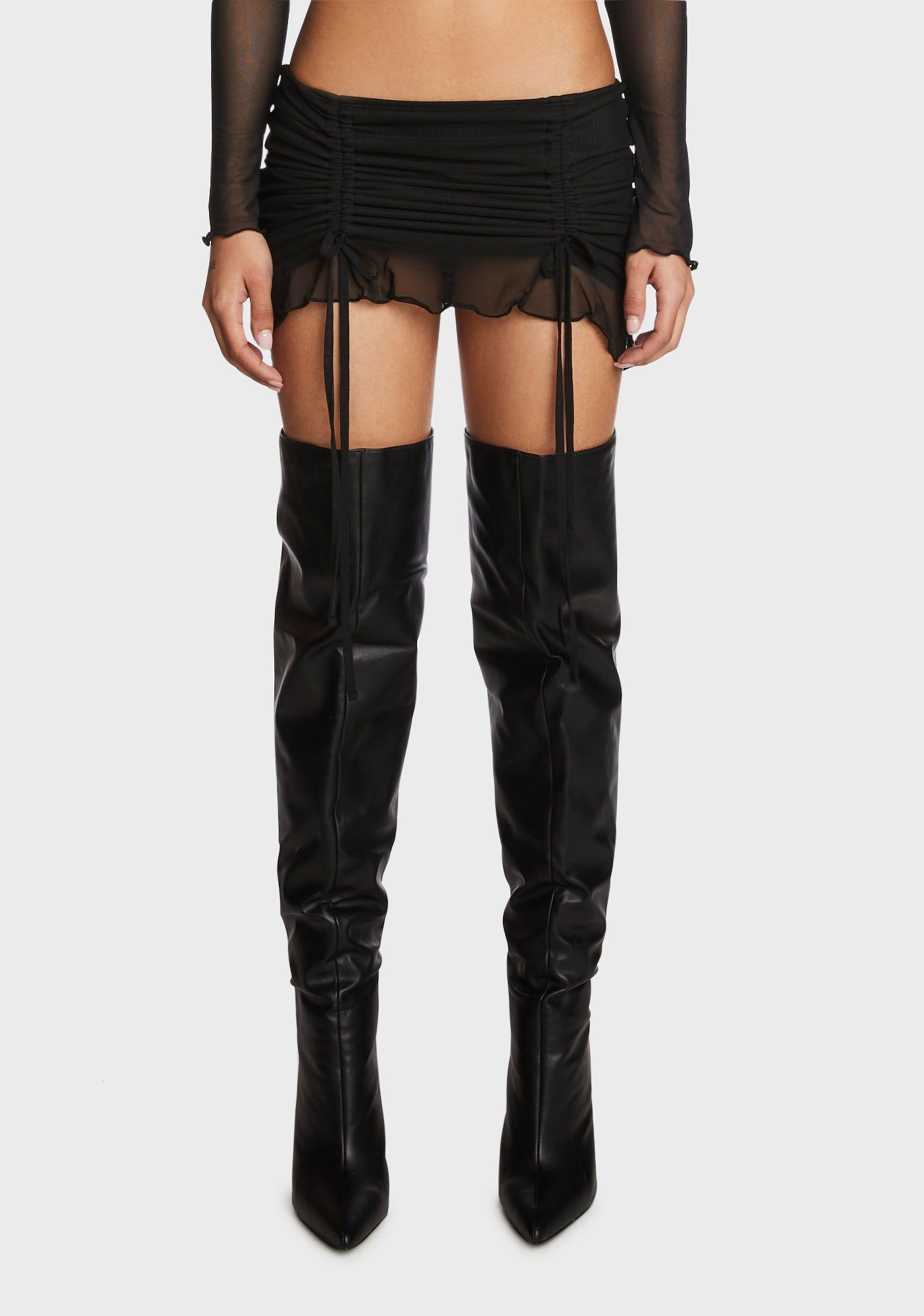 Gathered Mesh Mini Skirt sold by Dolls Kill