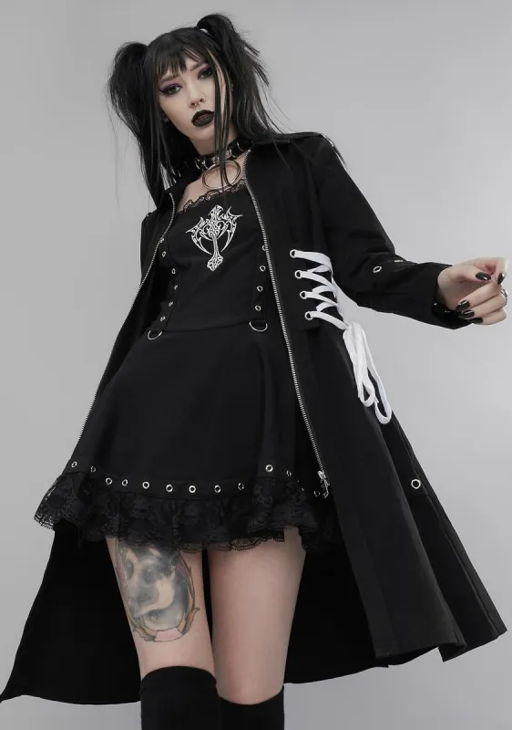 Faux Affliction Lace Up Trench Coat sold by Dolls Kill