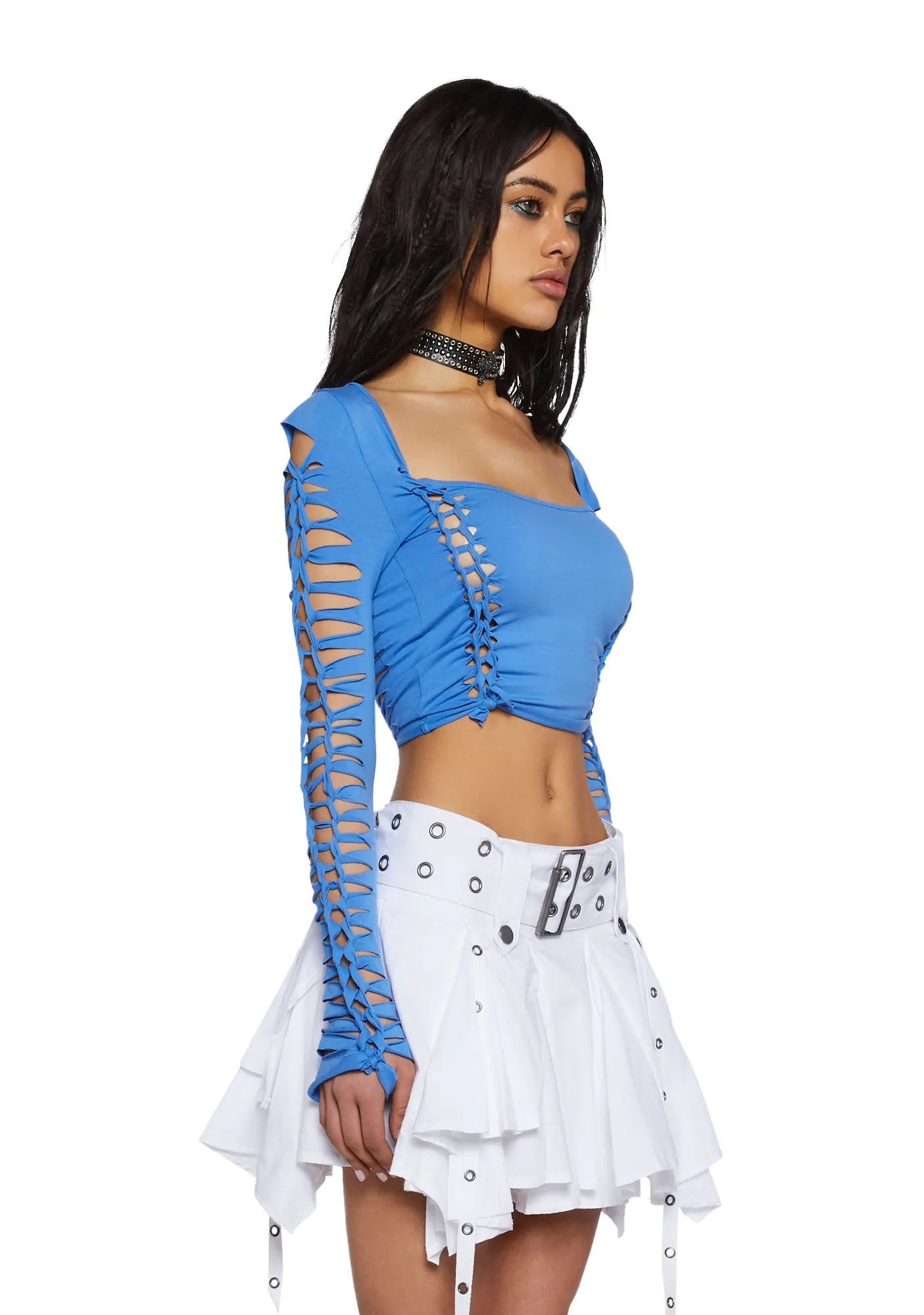 Alternative Spells Long Sleeve Top-Blue sold by Dolls Kill product image thumbnail 3
