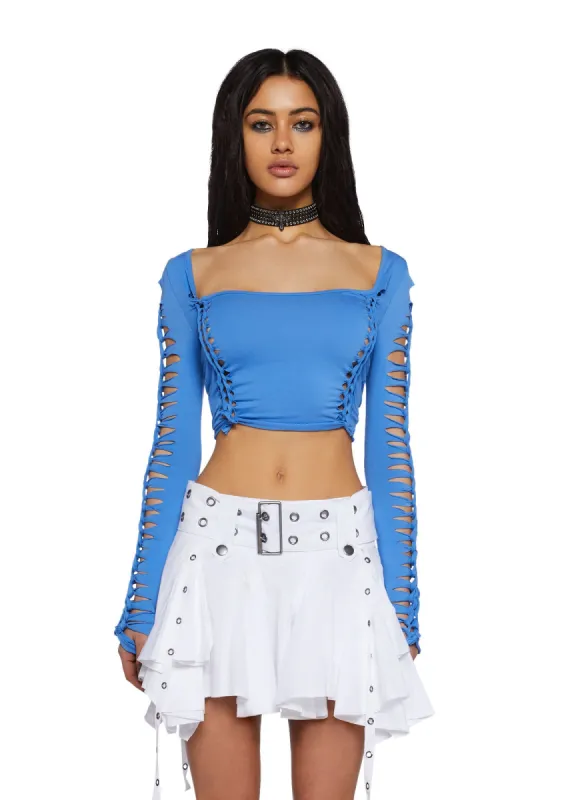 Alternative Spells Long Sleeve Top-Blue sold by Dolls Kill
