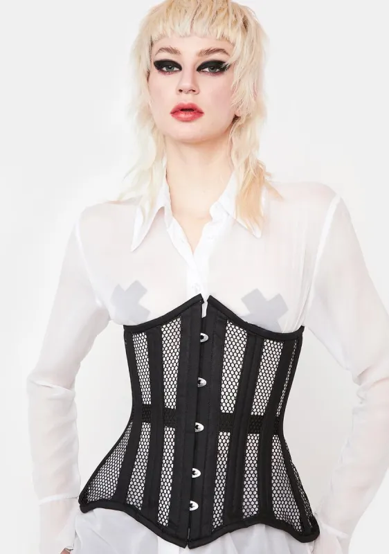 Fishnet Steel Bone Waist Cincher Corset sold by Dolls Kill