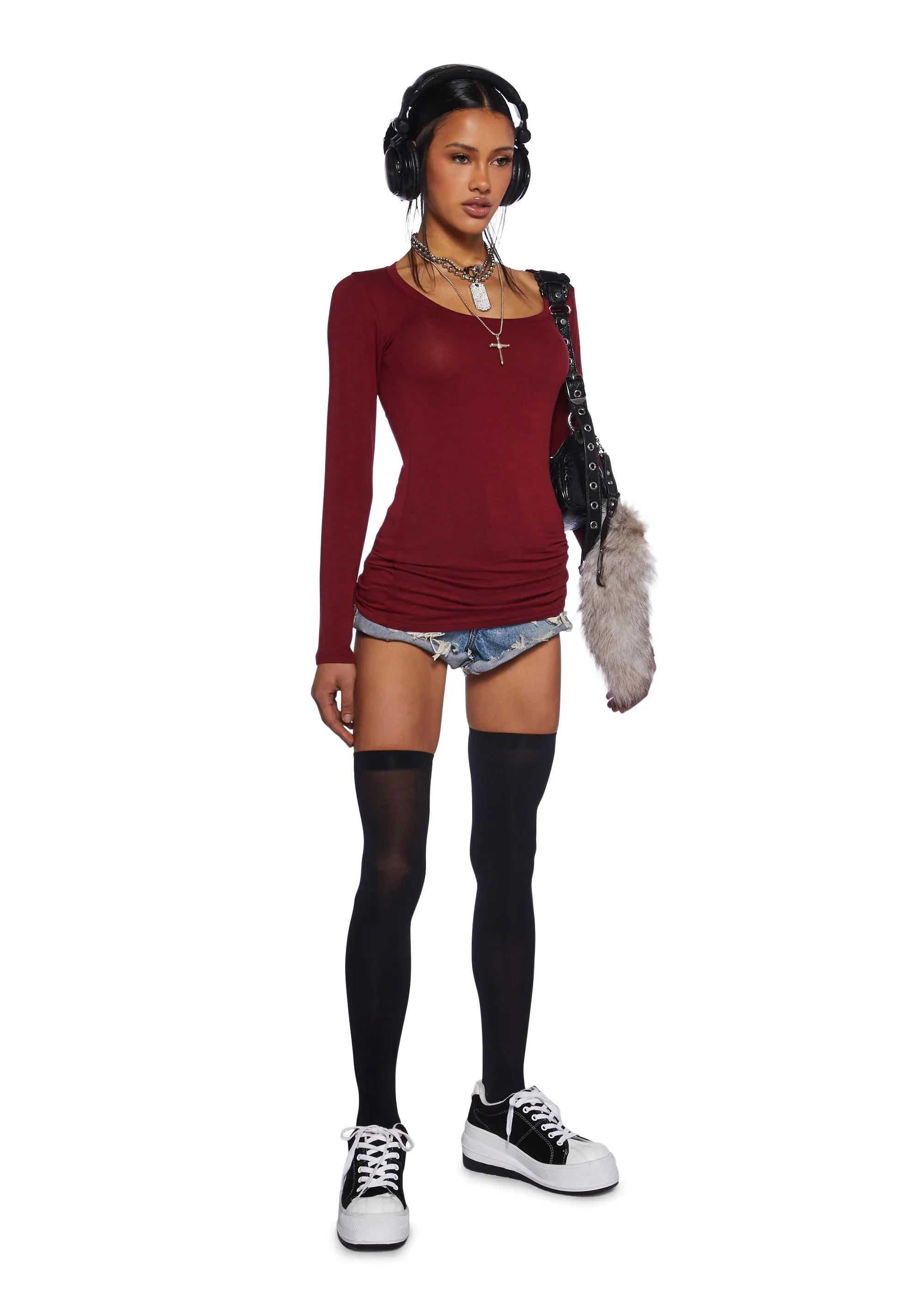 Casual Meetups Long Sleeve Top - Red sold by Dolls Kill product image thumbnail 4