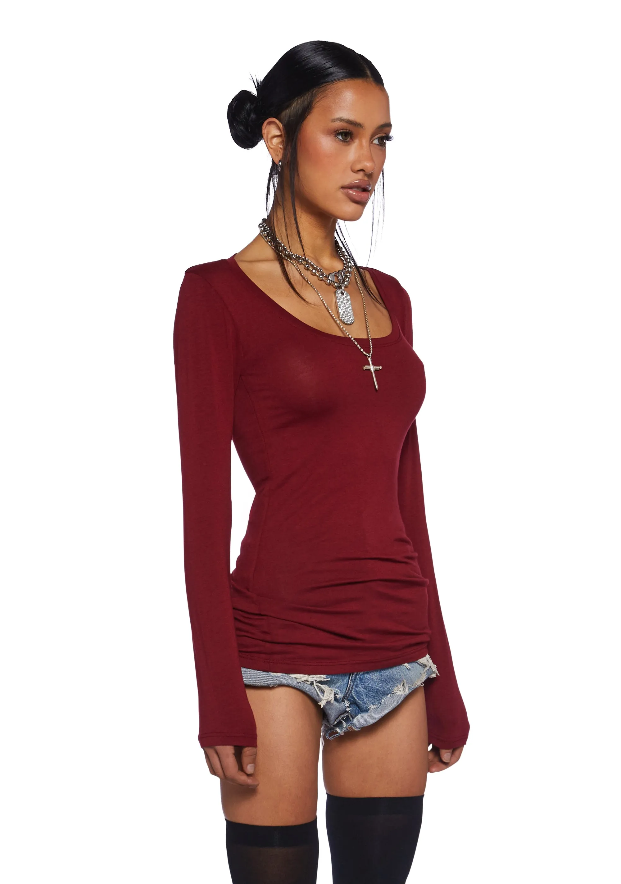 Casual Meetups Long Sleeve Top - Red sold by Dolls Kill product image thumbnail 3
