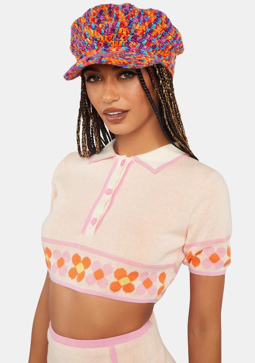Daisy Border Polo Crop Top sold by Dolls Kill product image thumbnail 3