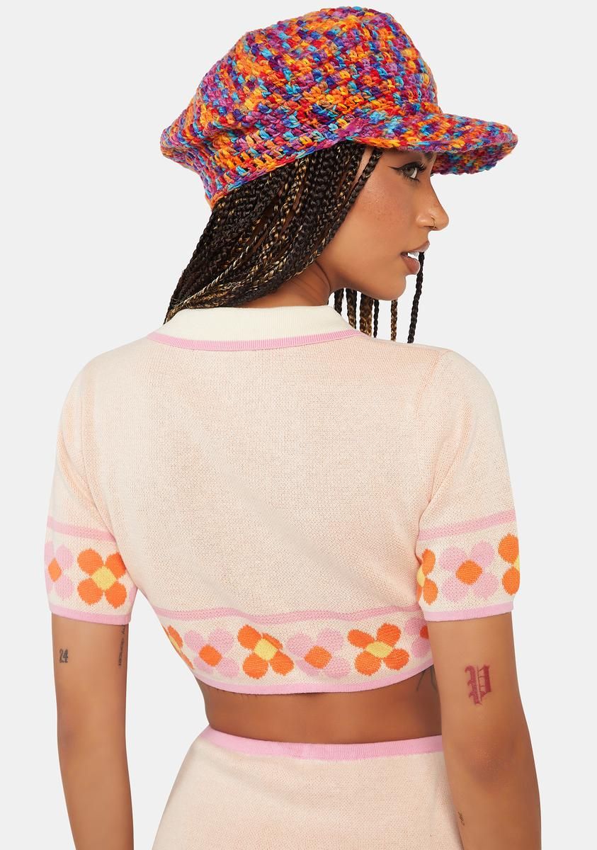 Daisy Border Polo Crop Top sold by Dolls Kill product image thumbnail 4