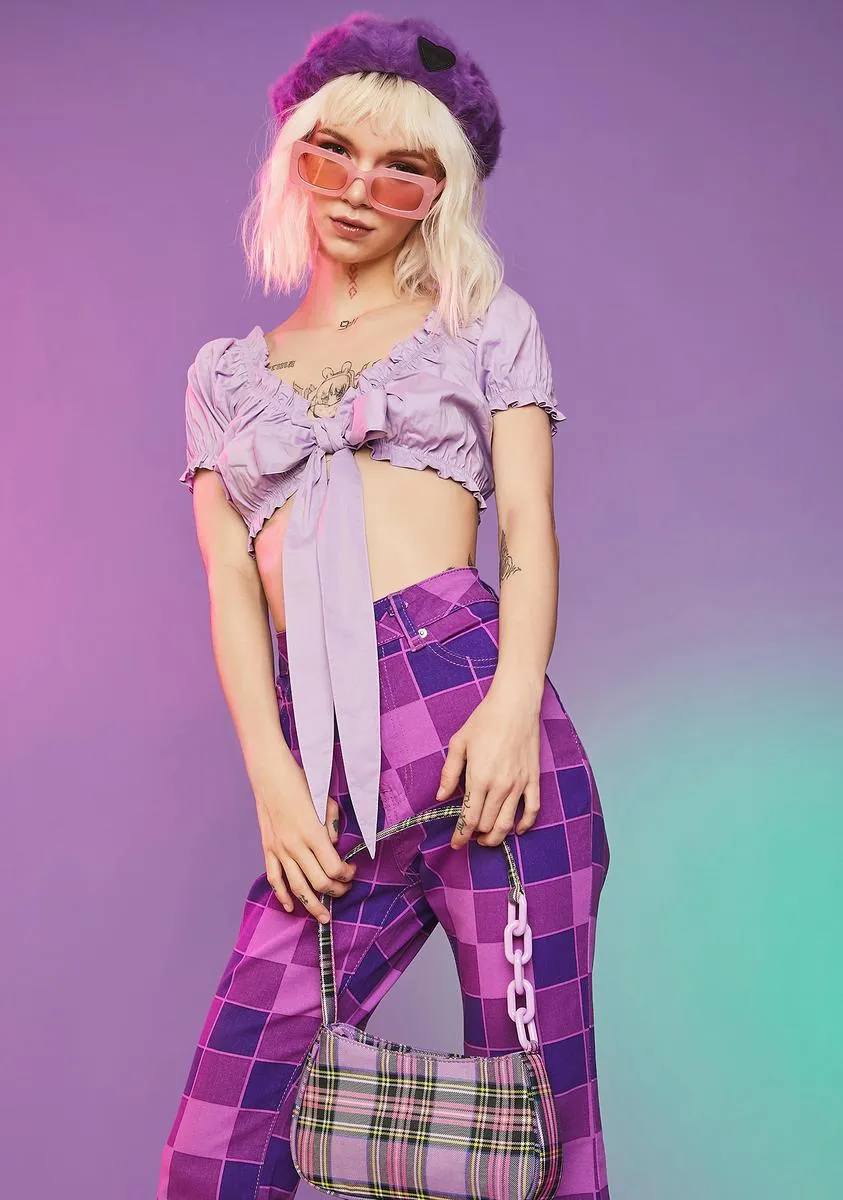 Lilac Secret Vibes Tie Crop Top sold by Dolls Kill product image thumbnail 2