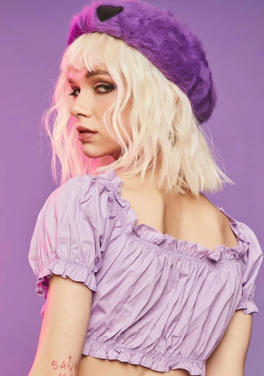 Lilac Secret Vibes Tie Crop Top sold by Dolls Kill product image thumbnail 4