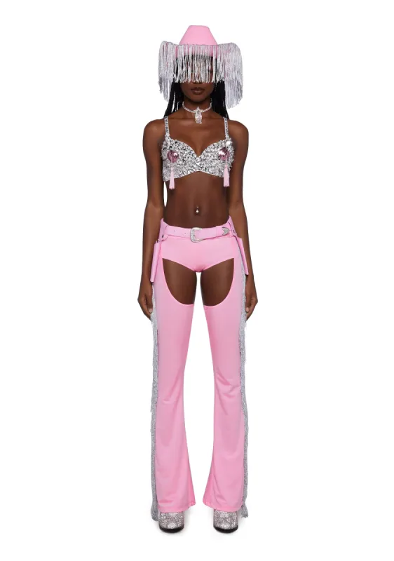 Giddy Up Rhinestone Cowgirl Costume - Pink sold by Dolls Kill