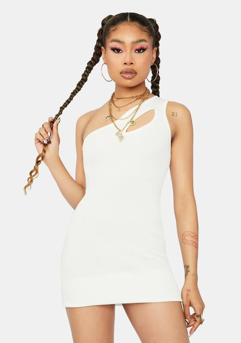 Ivory Fairy Fantastic One Shoulder Cutout Bodycon Dress sold by Dolls Kill