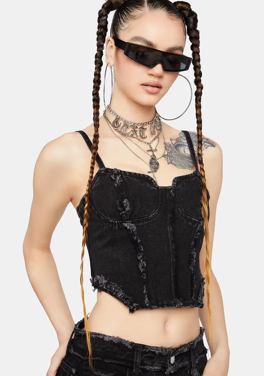 Angled Washed Denim Corset Top sold by Dolls Kill product image thumbnail 2
