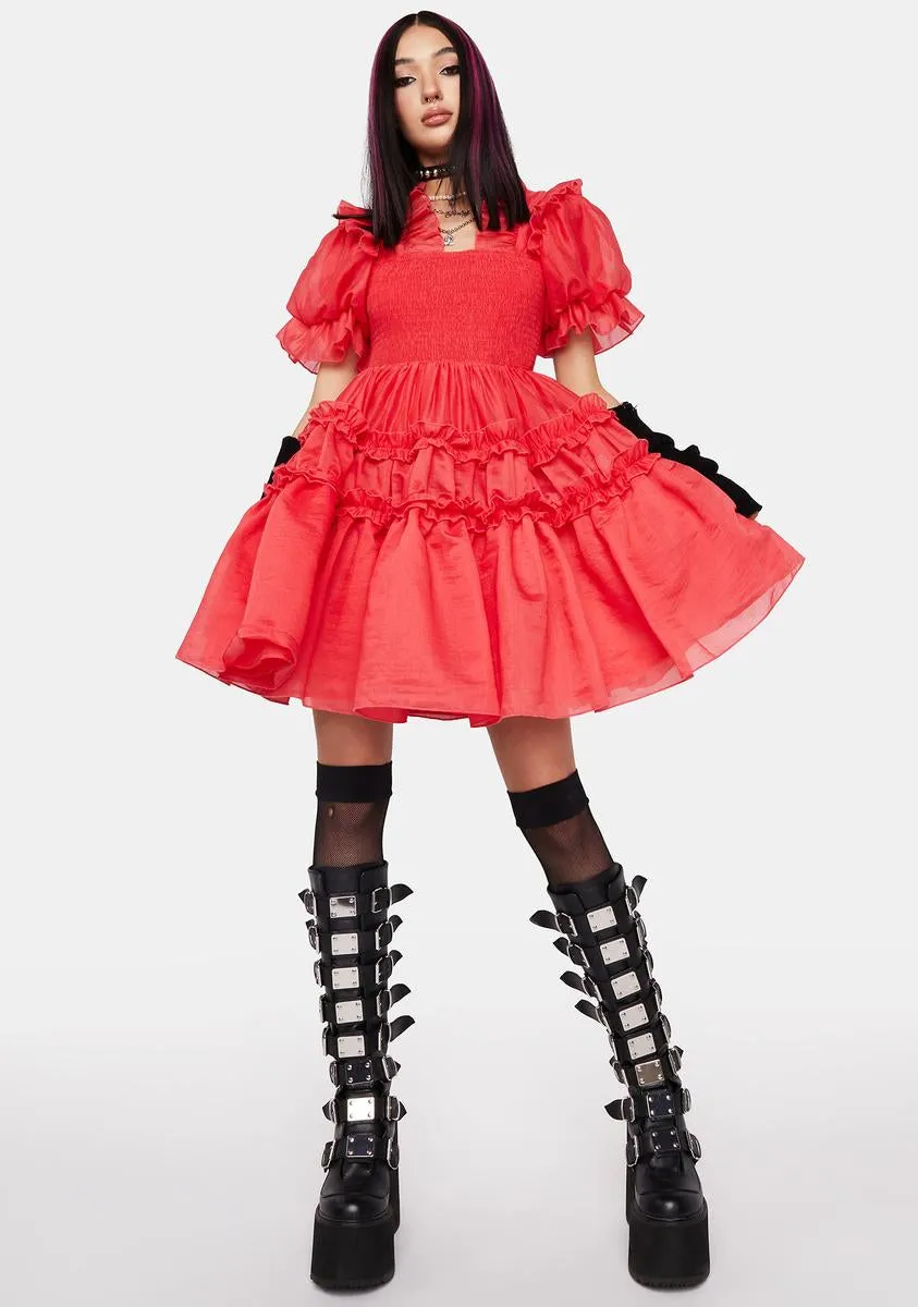 Coral Ruffle Mini Dress sold by Dolls Kill product image thumbnail 3