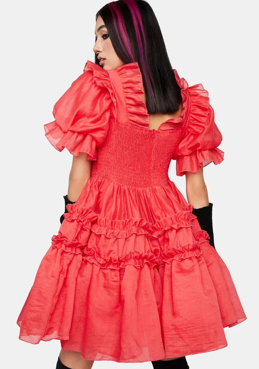 Coral Ruffle Mini Dress sold by Dolls Kill product image thumbnail 4