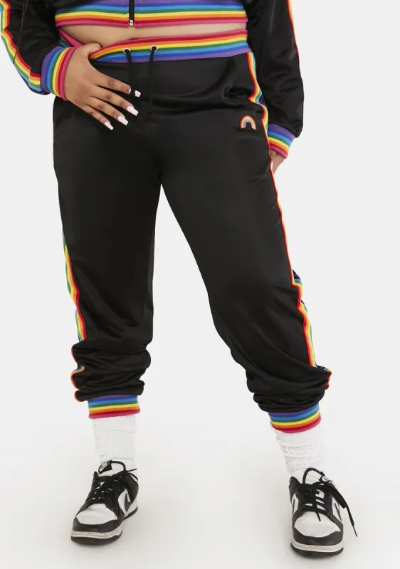 Plus Get Funky Striped Track Pants made by Dolls Kill