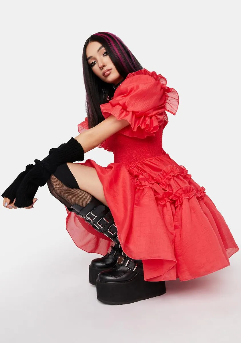 Coral Ruffle Mini Dress sold by Dolls Kill product image thumbnail 2