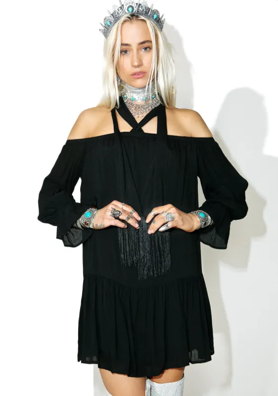 Onyx Stevie Off-Shoulder Dress sold by Dolls Kill