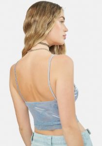 Rose Flock Silver Blue Dyrana Top sold by Dolls Kill