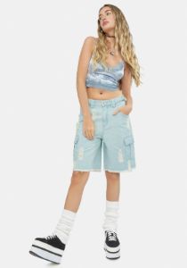 Rose Flock Silver Blue Dyrana Top sold by Dolls Kill