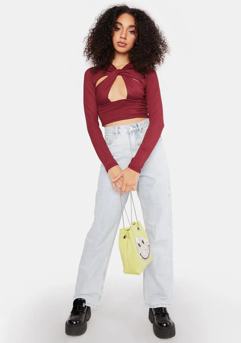 Bordeaux Make Me Over Cut Out Crop Top sold by Dolls Kill product image thumbnail 3