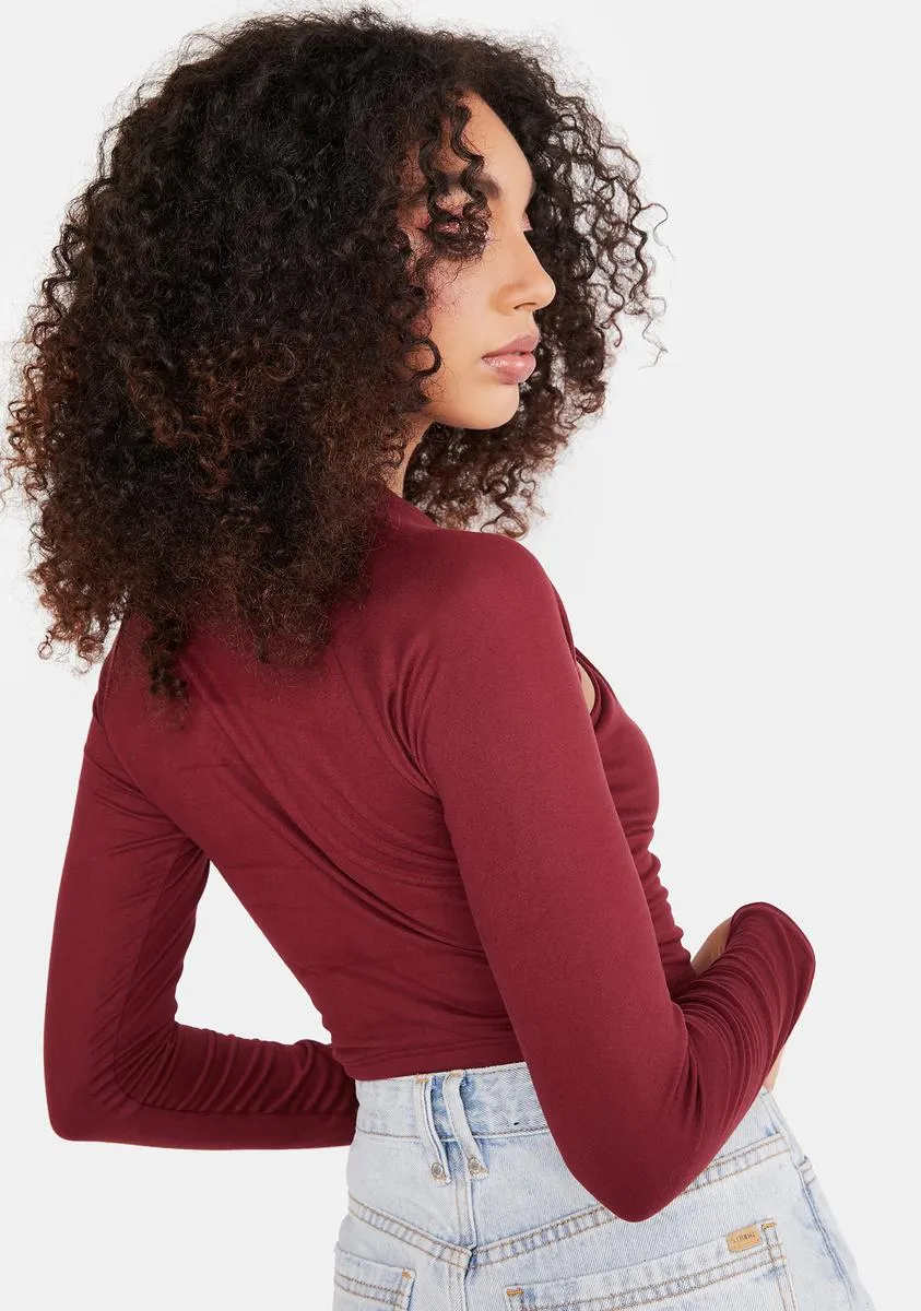 Bordeaux Make Me Over Cut Out Crop Top sold by Dolls Kill product image thumbnail 4