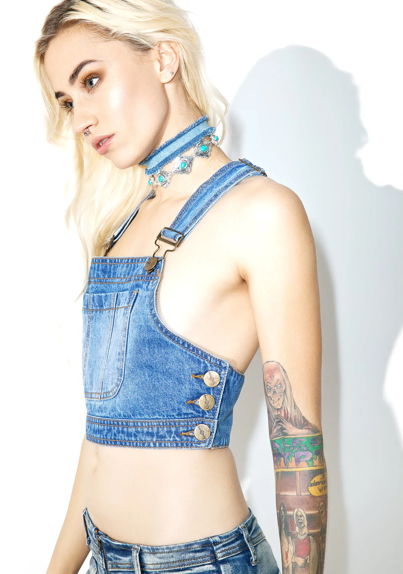 Linnia Denim Crop Top sold by Dolls Kill product image thumbnail 2