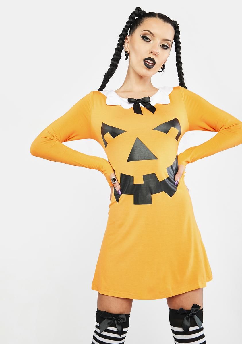 Carve A Smile Pumpkin Mini Dress sold by Dolls Kill