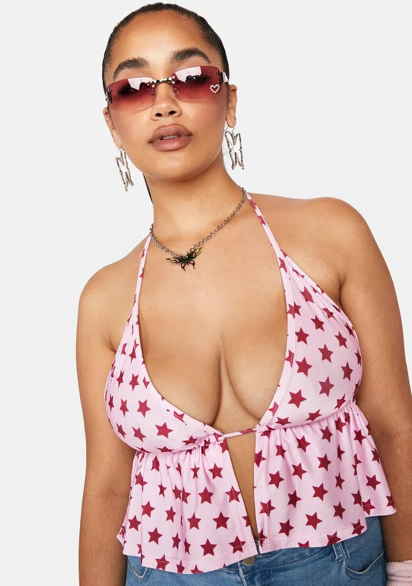 Plus Starry Eyed Halter Tie Top sold by Dolls Kill