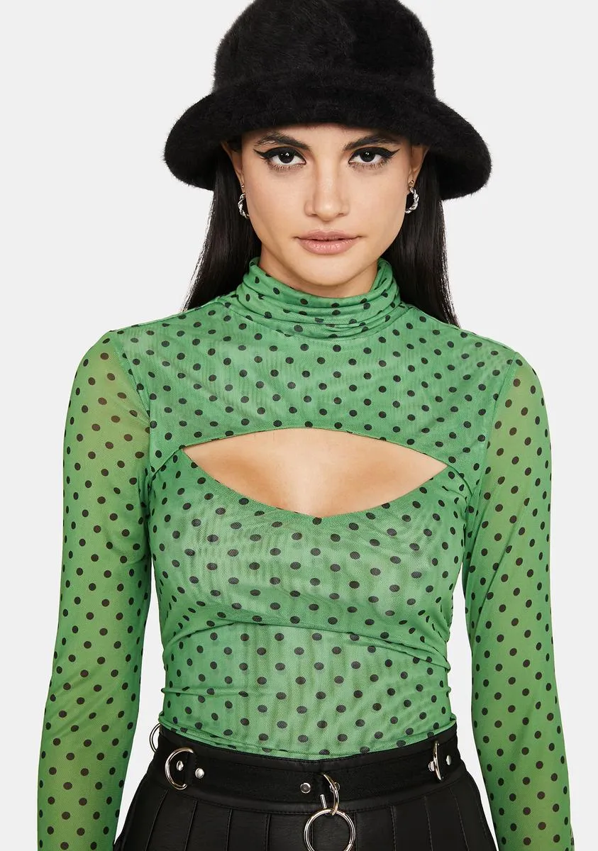Vert Dawn Polka Dot Mesh Bodysuit sold by Dolls Kill