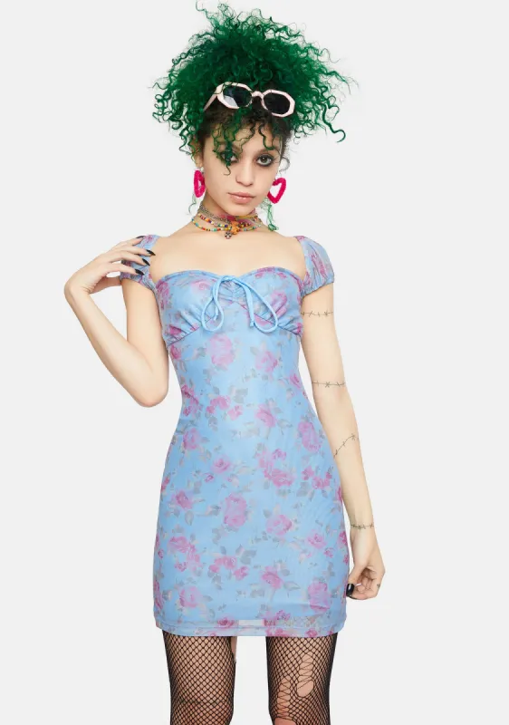 Rosa Powder Blue Mesh Bigail Mini Dress sold by Dolls Kill