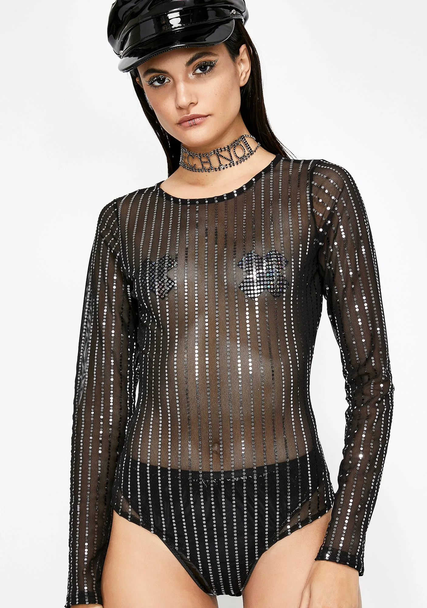 Flashing Lightz Sheer Bodysuit sold by Dolls Kill