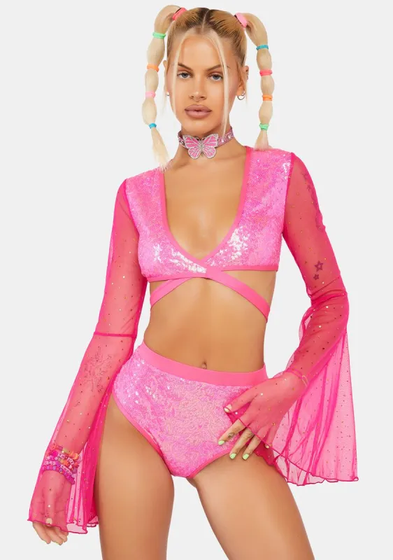 Dazed Dreamer Sequin Wrap Top sold by Dolls Kill