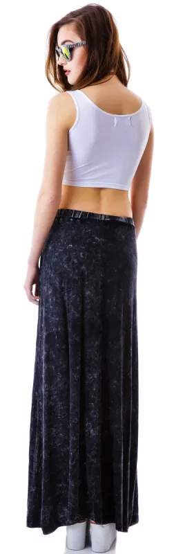 Open Road Stone Wash Maxi Skirt sold by Dolls Kill