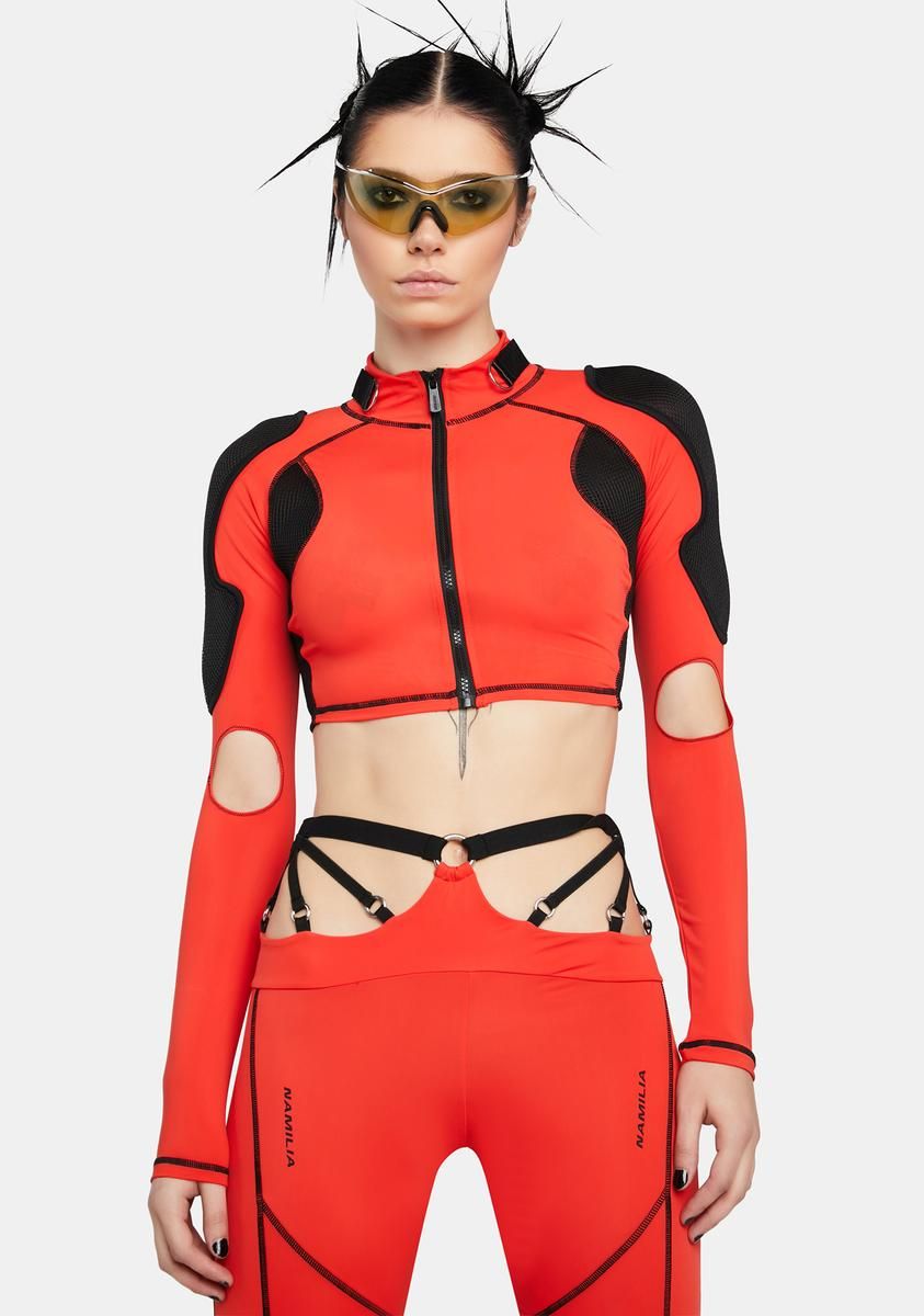 Red Enduro Long Sleeve Top sold by Dolls Kill