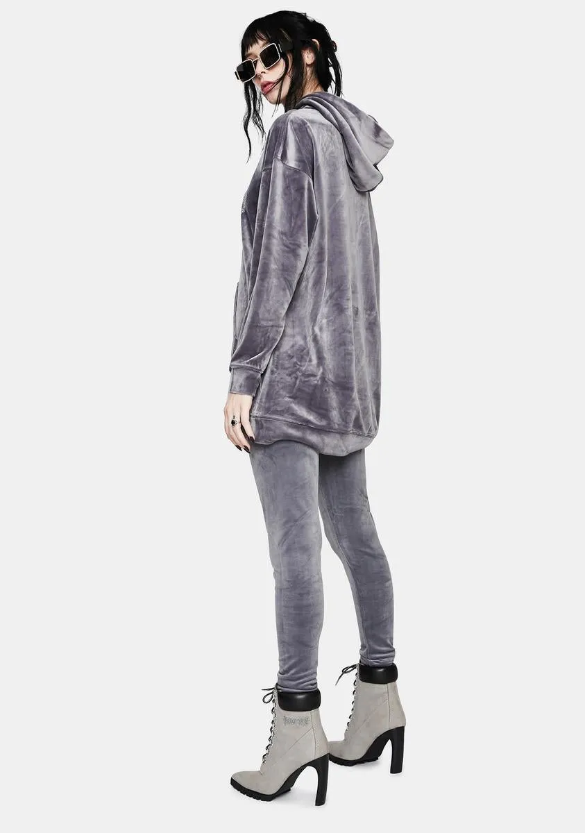 Grey Lounge Luxe Velour Leggings sold by Dolls Kill product image thumbnail 4