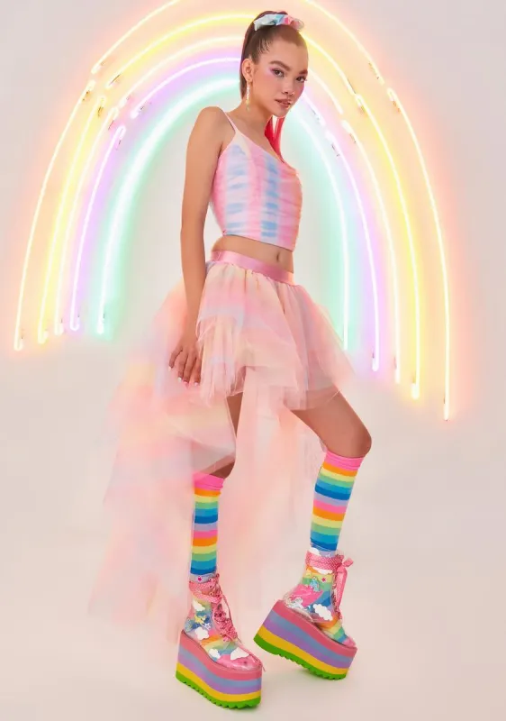 Dash Of Sparkle Tulle Waterfall Skirt sold by Dolls Kill