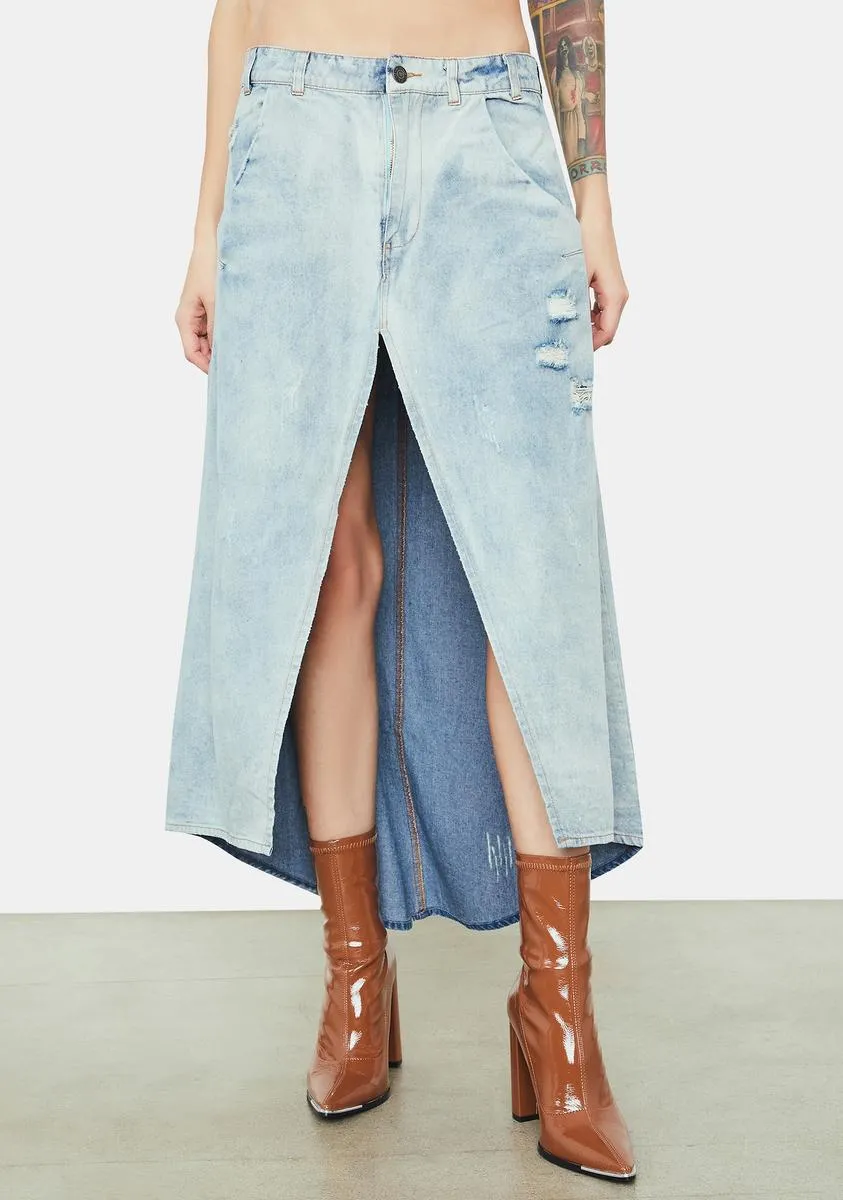 Back In The Day Denim Circle Skirt sold by Dolls Kill product image thumbnail 2