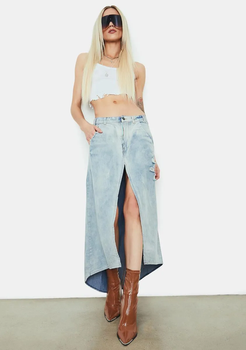 Back In The Day Denim Circle Skirt sold by Dolls Kill