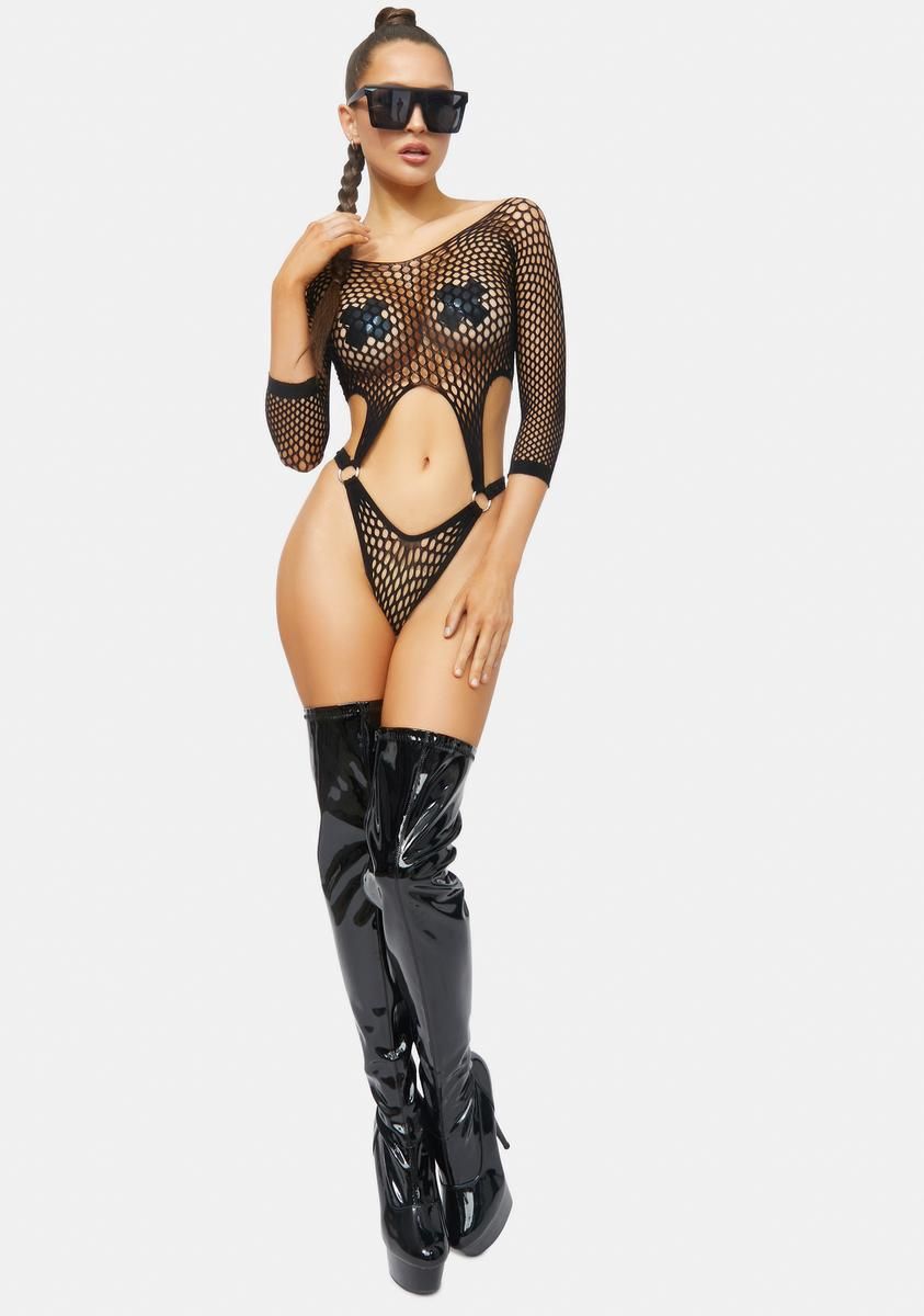 Practically Perfect Fishnet Bodysuit sold by Dolls Kill product image thumbnail 4