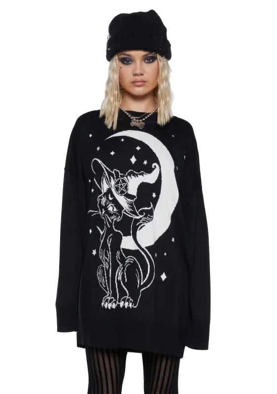 Familiar Kitty Knit Sweater sold by Dolls Kill