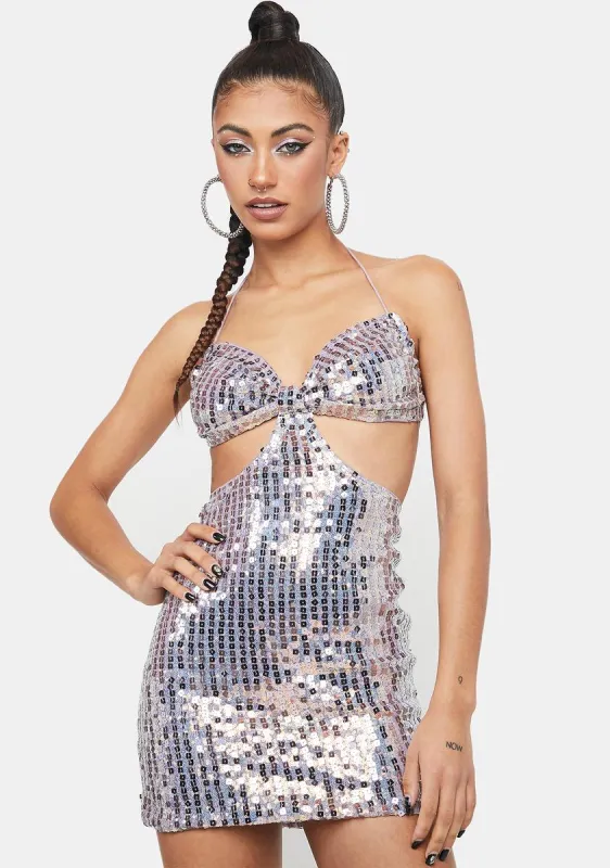 Glitter Arrival Sequin Halter Dress sold by Dolls Kill