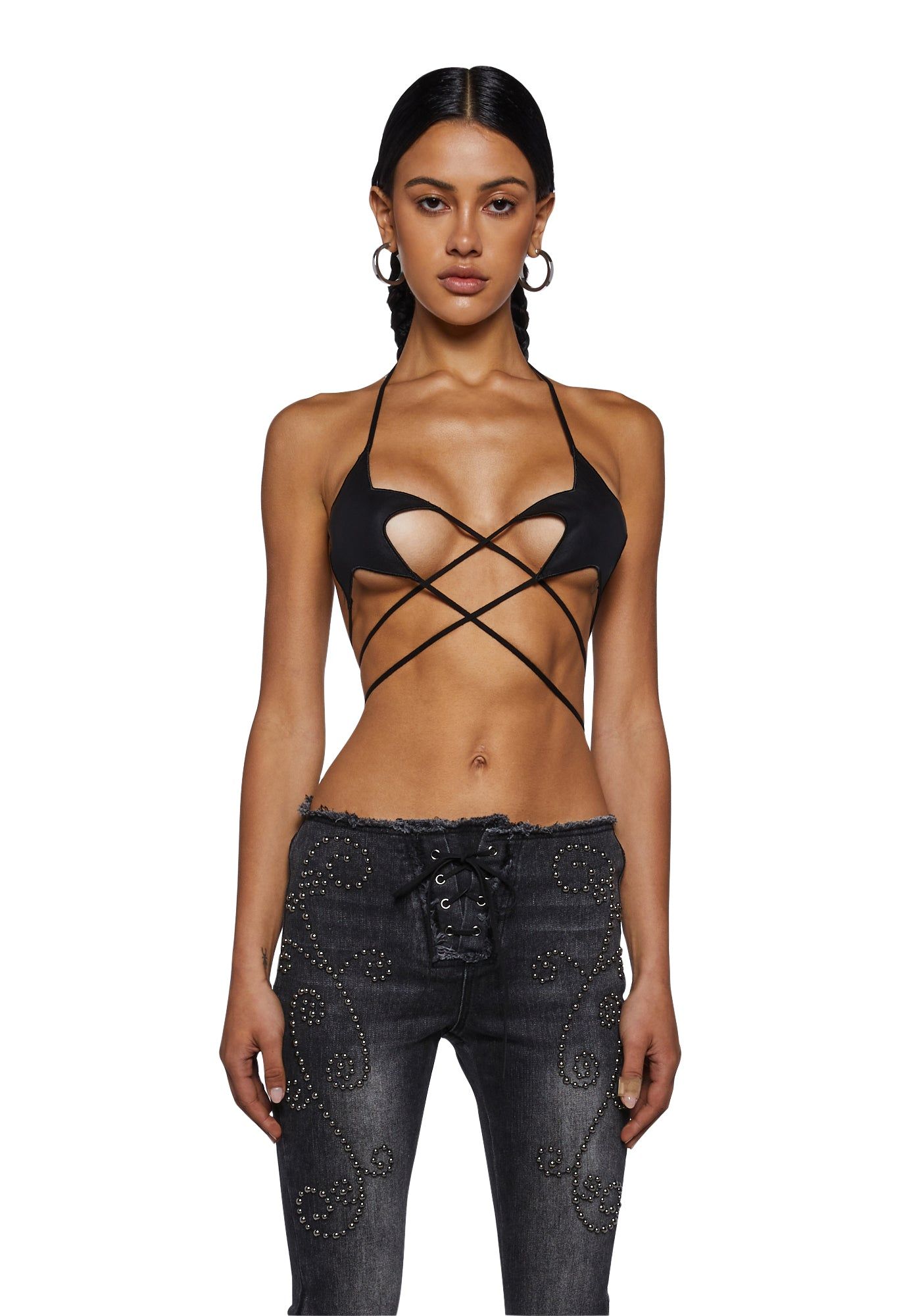 Backroads Bra Top- Black sold by Dolls Kill