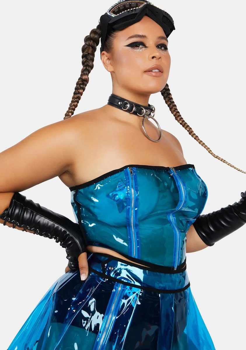 Plus Cobalt Astro Vision Vinyl Corset Top sold by Dolls Kill product image thumbnail 2