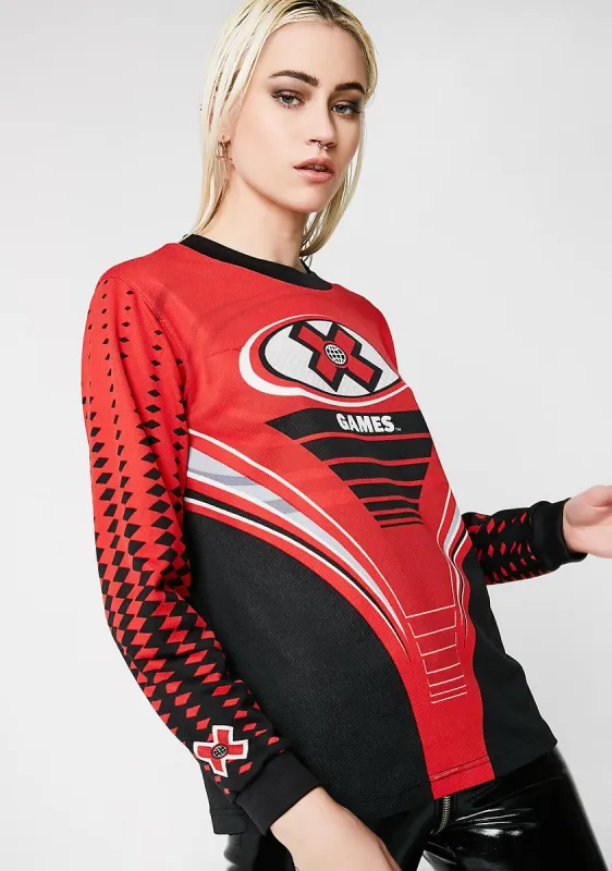 Vintage X Games Red Motocross Shirt sold by Dolls Kill