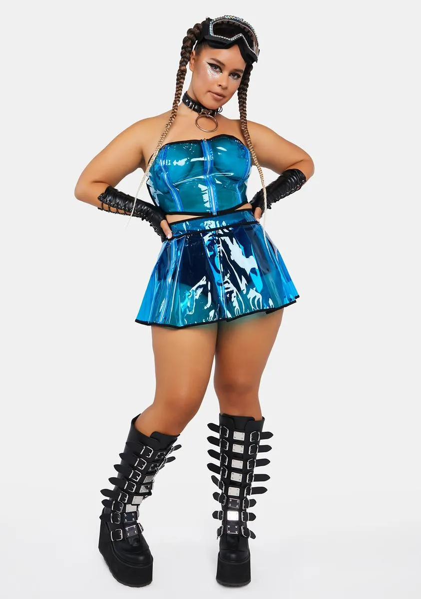 Plus Cobalt Astro Vision Vinyl Corset Top sold by Dolls Kill product image thumbnail 3