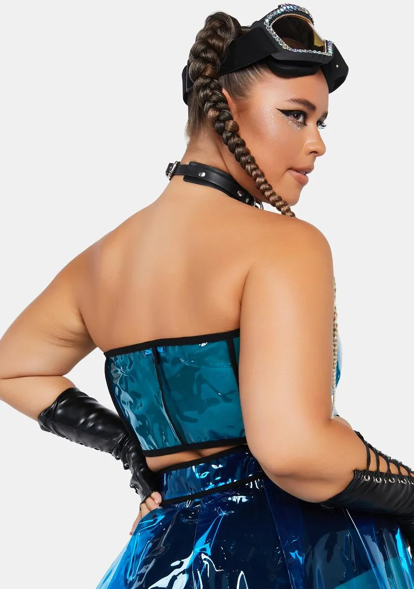 Plus Cobalt Astro Vision Vinyl Corset Top sold by Dolls Kill product image thumbnail 4