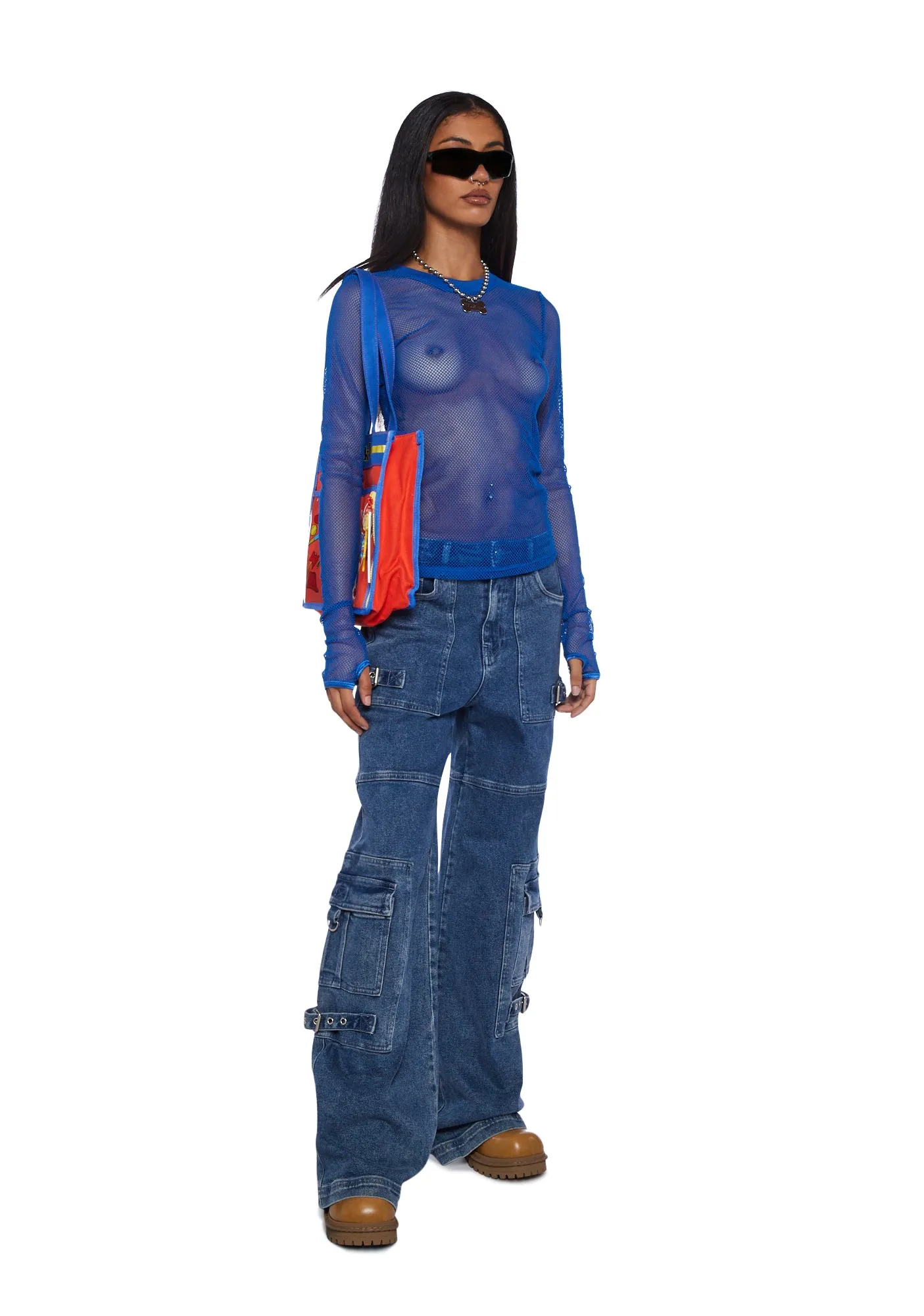 See Thru Me Fishnet Top - Blue sold by Dolls Kill product image thumbnail 2