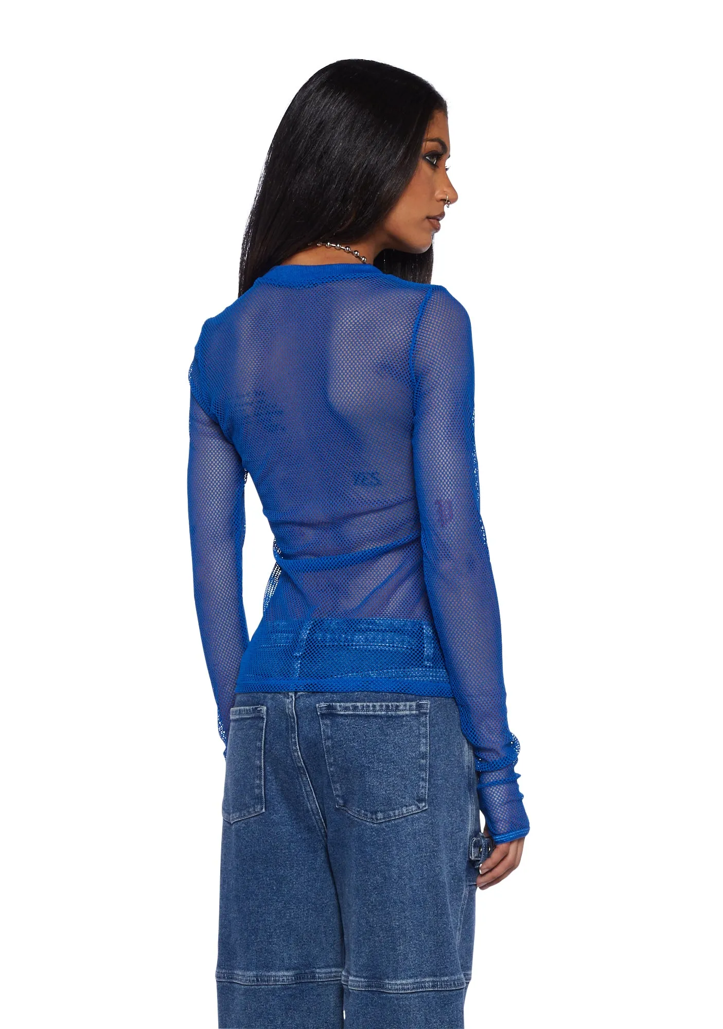 See Thru Me Fishnet Top - Blue sold by Dolls Kill product image thumbnail 4