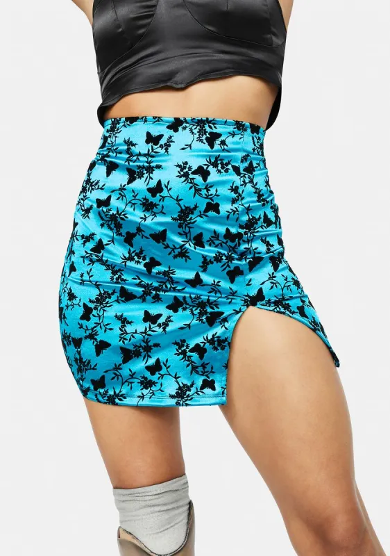 Butterfly Bloom Blue Wren Mini Skirt sold by Dolls Kill