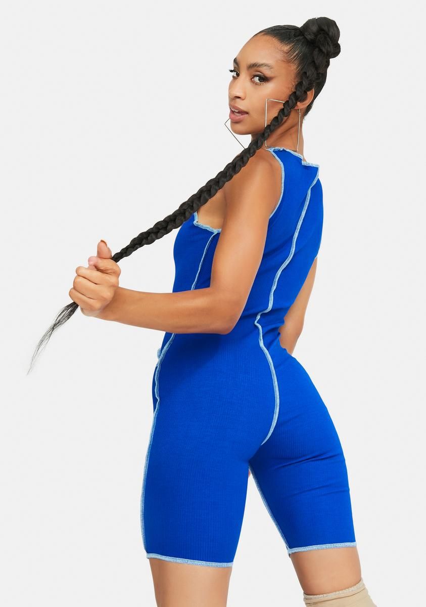 Waves Adventure Driven Contrast Stitch Lace Up Tank Romper sold by Dolls Kill product image thumbnail 4
