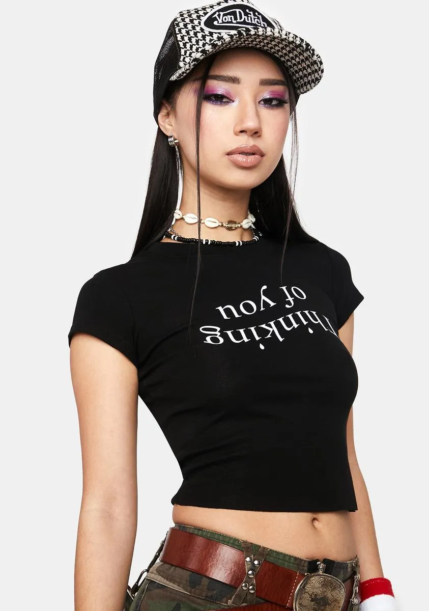 Thinking Of You Crop Tee sold by Dolls Kill
