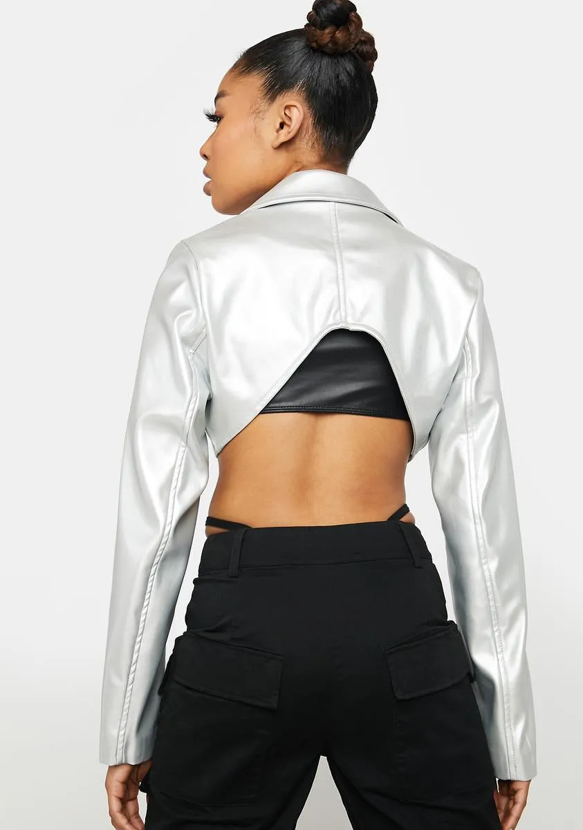 Chrome I Am Fearless Cropped Blazer sold by Dolls Kill product image thumbnail 4